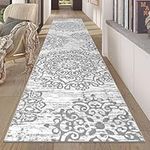 HEBE Boho Runner Rug 2x10Ft Non Slip Hallway Rug Runner Washable Distressed Medallion Area Rugs Vintage Long Bohemian Floor Carpet for Entryway Laundry Room Kitchen Floor Bathroom