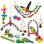 14 Pieces Bird Budgie Cage Swing Chewing Colorful Toys，Standing Hanging Hammock Perch ​Climbing Ladder Parrot Cage Toys for Small Parrots, Parakeets, Cockatiels, Conures, Love Birds, Finches