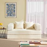 YINIX Folding Sofa Bed 160cm King Size, Convertible Modular Sofa, Corduroy Boneless Couch with Metal Frame, 2 Seater Floor Futon Mattress, Non Slip Base, Washable Cover