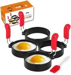 Yubng 3 inch Stainless Steel Egg Rings for Egg Mcmuffins, 4 Pack, Egg Molds for Frying Eggs, Mini Pancakes Ring with Anti-scald Handle (4 pack, 3inch)