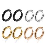 316L Surgical Stainless Steel Huggie Hoop Earrings 6mm 8mm 10mm 11mm 12mm 14mm Hypoallergenic Earrings Hoop Cartilage Helix Lobes Hinged Sleeper Earrings For Men Women, Metal, No Gemstone