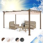 blumfeldt Pergola Awnings Waterproof Pergola with Retractable Roof, Outdoor Stable Garden Gazebo, Aluminium Frame Metal Pergola Kit, UV Protection Garden Canopy, Marquee Polyester Roof, 3x4m