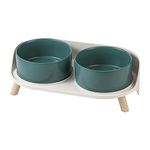 AHX Elevated Dog Food Water Bowl - Raised Dog Bowls with Stand Non Skid - Double Dog Feeding Bowl Set with Splash Proof Guard - Ceramic Pet Dish for Small to Medium Dogs and Large Cats