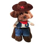 Hotumn Cowboy Dog Costume with Hat Dog Clothes Halloween Costumes for Cat and Small Dog(XS)