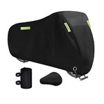 Dokon Bike Cover, Waterproof, Windproof, Anti-UV 420D Oxford Fabric Bicycle Cover with Lock Holes, Outside Storage for Mountain/Road Bike, Bonus Bike Seat Cover, 200 x 70 x 110cm (Black)