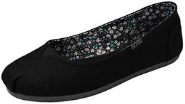 Skechers BOBS Women's Bobs Plush-Linen Back Ballet Flat, Black/Grey, 8 Wide