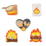 Aboniton Howl's Moving Castle Enamel Pins 5Pcs Cute Flame Badge Brooch Animation Character Lapel Pin Badge Metal Badges Pin Set Jewelry Fan Gift Jackets Hats Bags Dress