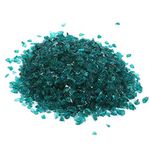 Alan Stone High Luster ReflectiveFire Glass Gravel,Fire Drops,Fire Glass Pebbles Stones Beads for Fire Pit,3-6mm,435g/15.34oz (Turquoise)