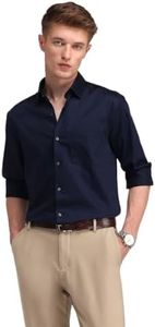 Arrow Men's Black Solid - Cutaway Collar Full Sleeves Formal Shirt with Chest Pocket | Cotton Fabric | Slim Fit, 40