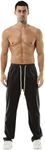 HOEREV Brand Men Casual Beach Trousers linen Pants X-Large Black