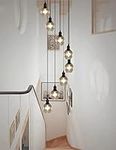 Duplex Building Large Chandelier Villa Stair Long Chandelier Modern Minimalist Staircase Chandelier Glass Balls Pendant Light Multi Light Ceiling Lamp E27 (Size : 8 Balls)