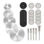 30pcs Cutting Wheel Set for Rotary Tool ,10 Pcs Diamond Cutting Wheels, 10pcs Resin Cutting Off Wheels, 5 Pieces High Speed Steel Saw Blades with 5 Handles for Wood Metal DIY Craft