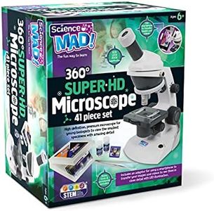 Science MAD! SM54-360 Super HD Microscope For Young Scientists - High Definition 200X Magnification Premium Microscope - Includes Mount for Smartphone Capture, 41 Piece Set, 6+ Years