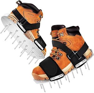 comglo Upgraded Lawn Aerator Shoes, Aluminum Soleplate Sandals with Stainless Steel Spikes Aeration Shoes, All Straps Assembled with Rivets, Adjustable Grass Aerarator Shoes