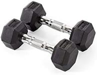 York Fitness Unisex Rubber Hex Dumbbells (Pair), Black, 7.5kg