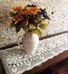 Damanni Rectangular Cotton Handmade Crochet Lace Table Runner Doilies Table Dresser Scarf DÃƒ©cor,16 Inch by 35 Inchï¼Å’Beige