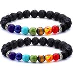 Simply Vedic Chakra Bracelet with Natural Gemstones & Lava Stones for Energy Balancing Emotional Healing Focus Enhancement Personalized Growth Stress Relief| Spiritual Gift Fashion Jewellery Unisex