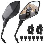 Motorcycle Mirrors Set, Mobility Scooter Mirrors, Universal Motorbike Mirrors with 22mm Handlebar Clamps, M8 M10 Threaded Bolts for ATV/Scooter/Cruiser/Bike