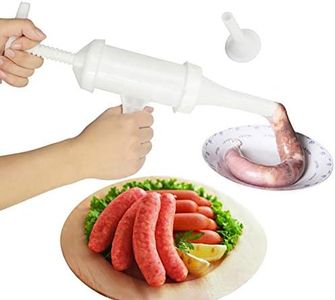 Gemini_mall Manual Sausage Meat Fillers Machine for Sausage Meat Stuffer Filler Hand Operated Sausage Machines Food Maker Funnel Nozzle Set White