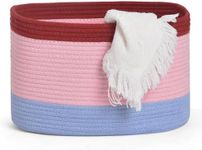 MONKISS Cotton Rope Basket,Woven Storage Basket for Shelves,Toys,Book,Toys, Storage Bins for Living Room, Bathroom(15.3"x9.8"x9.5") Pink & Blue