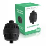 Original StoneStream® EcoPower Shower Head System — Spa Like Ionic Filter to Soften & Save Water — Universal Hard Water Filter for All Types of Showers — Matte Black