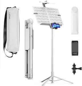 KraftGeek 66" BravoStand Music Stand Tripod Kit, Smartphone/Tablet Holder, Portable Light Wand, and Carrying Case