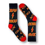 1 Pair Jesus Rocks Crew Socks: Cotton Blend, Size 6-11 - Christian Rock Music Gift for Him