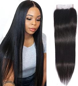 Misoun Hair Lace Closure 4x4 Straight Hair Brazilian Virgin Human Hair 130% Density Lace Closure Natural Color Hair 10 Free Part Closure