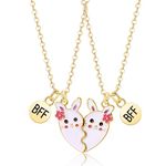 Best Friend Necklace - Friendship Necklace for 2 Girls, Magnetic Rabit Bff Necklaces | Matching Best Friend Necklaces Gifts for Girls Kids Cute Necklaces Jewellery Gifts for Best Friends, Gold