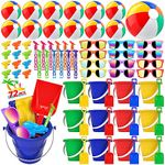 GIFTINBOX Mega Pool Party Beach Favors - 72pcs Toys For Kids Ages 3 4 5 6 7 8 Balls Bulk, Sand Toys, Sunglasses, Bubble Wands, Summer for Supplies Birthday