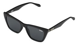 Quay Women's Call The Shots Cat Eye Sunglasses, Black/Smoke Polarized, One Size