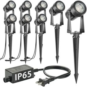 SUNTHIN Outdoor Landscape Spotlights, Low Voltage Landscape Lighting with Transformer for Garden, Yard, House, Lawn, Tree, Flags, Fence Use (8 Pack), Warm White, IP65 Waterproof