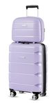 LUGGEX Carry On Luggage Set of 2, PP Expandable Lightweight Suitcase for Travelling with Cosmetic Case (Purple, 14/20)