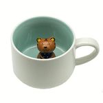 NOSCOMP 3D Animal Cup Coffee Mug Comes With A Cute Inside Creative Morning Mug Animal Cup For Hot&Cold Tea Milk Coffee Perfect For Kids Decorations Best Office Cup (Tiger, Ceramic),400 ML