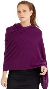 Manio Cashmere 100% Cashmere Knitted Wrap Shawl Extra Large Scarf Stole, Burgundy, Large