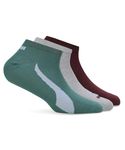 Puma Cotton Unisex-Adult Lifestyle Sneaker 3P Ankle Length Socks, Green Lagoon/Team Regal Red/Grey/White (94041302)