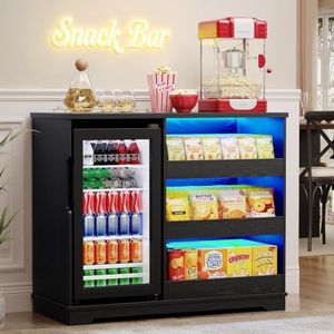 Aauro Home Snack Bar Cabinet with Fridge (Fridge Included) for Home Theater