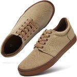 hash bubbie Mens Canvas Shoes Classic Men's Canvas Sneakers Low Top Tennis Shoes Lace up Comfortable Skate Casual Shoes, Mocha Brown, 6 UK