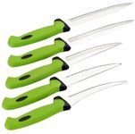 COZORIN Multipurpose Stainless Steel Fine Edge 5 Pieces Knife Set with Perfect Grip Handle Bread Knife, Tomato Knife, Utility Knife, Paring Knife, Vegetable Knife -(Green)