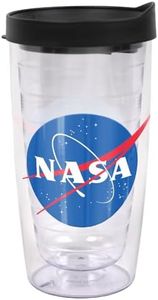 LOGOVISION NASA Meatball Logo Double-Walled Plastic Travel Tumbler Keeps Drinks Hot & Cold, 16oz.