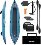 WONITAGO PVC Inflatable Kayak with Drop Stitch Floor, Recreational Touring Kayak with Kayak Paddle, Hand Pump and Carrying Bag, 2 Person, Blue