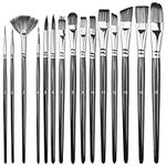 15 Pcs Watercolour Paint Brushes Set, Anti-Shedding Round Pointed Tip Paintbrushes Nylon Hair Artist for Acrylic Ink Oil Watercolor Paint, Face Nail Art, Miniature Detail Painting