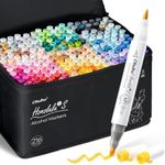 Ohuhu Alcohol Markers 216 Colors Brush& Soft Chisel for Adult Cozy Coloring | AP Certified Refillable Art Marker for Artists Beginners Drawing Illustration Sketching, Dual Tips Alcohol-based, Honolulu 2S