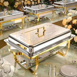Chafing Dishes for Buffet 4 Pack, 9QT [No Fingers Cut] Roll Edge Designed Chafing Dish Buffet Set [Mirror-Like Polished Finish] Food Warmers for Parties, Birthday, Holiday Parties, Church Events, etc