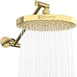 SparkPod 8 Inch Rain Shower Head with Shower Arm Extension - High Pressure Rain - Luxury Modern Look - No Hassle Tool-Less 1-Min Install (11" Shower Arm Extension. Egyptian Gold)