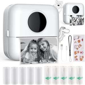 Mini Stampante Fotografica,Stampante Termica,immagine per foto, stampa di ricevute,stampante fotografica,con 10 rotoli di carta 1 adesivo per smartphone, per Fotografica Note Elenco Memo (White)