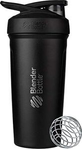 BlenderBottle Strada Shaker Cup Insulated Stainless Steel Water Bottle with Wire Whisk, 24-Ounce, Black