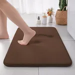 YIHOUSE Extra Thick Memory Foam Bath Mat, 22 X 36 Brown Ultra Soft Bath Mats for Bathroom Non Slip Super Absorbent Bathroom Rugs Machine Washable Solid Bath Rug for Bathroom Floor