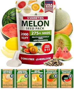 HOME GROWN Melon Seeds Variety Pack – 5 𝗡𝗢𝗡-𝗚𝗠𝗢 Heirloom Fruit Seeds: Watermelon, Cantaloupe, Honeydew, Sugar Baby & Melon – High Germination 𝗨𝗦𝗔 for Planting Home Garden Indoors.