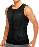 Ctrilady Men’s Wetsuit Top Neoprene Vest with Front Zipper, UV Protection, Sleeveless Workout Top for Swimming, Diving, Surfing and Canoeing (Black, S)